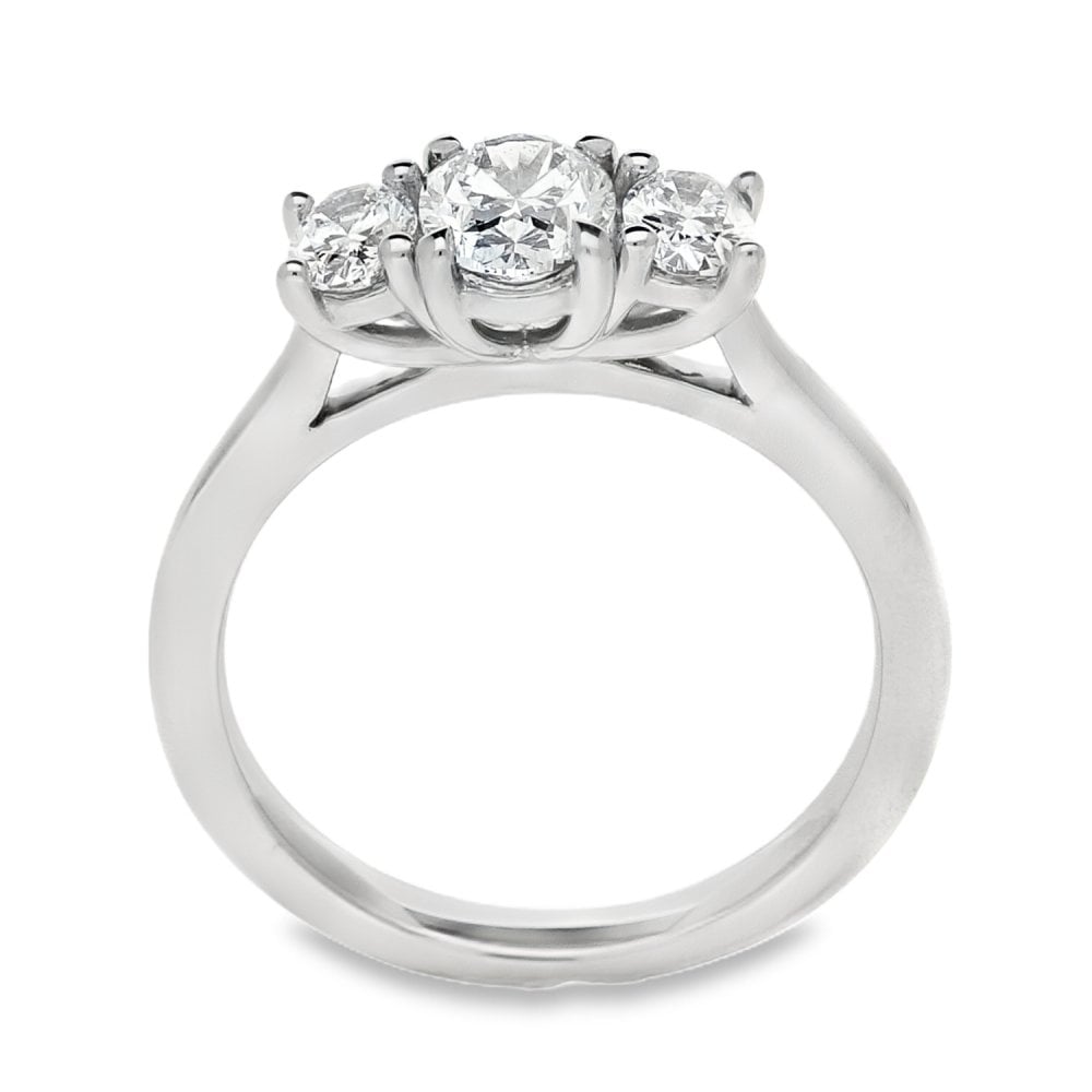 950 Platinum GIA Certified Diamond Trilogy Ring - Size M -1.20ct