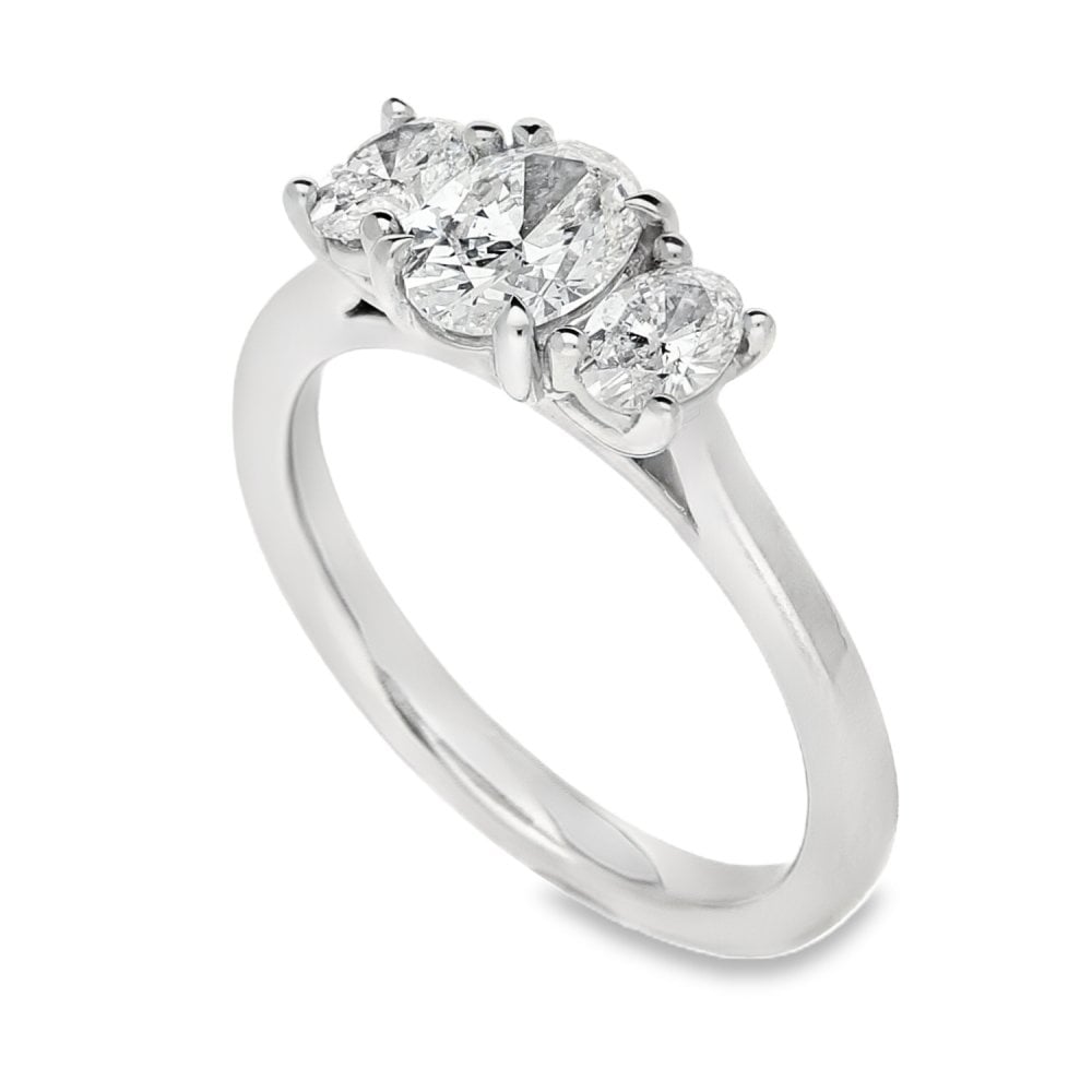 950 Platinum GIA Certified Diamond Trilogy Ring - Size M -1.20ct