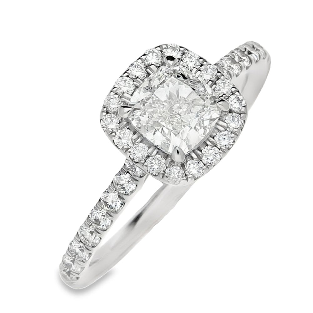 950 Platinum GIA Certified Diamond Cluster Ring - Size M -1.47ct
