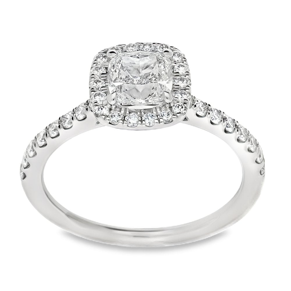 950 Platinum GIA Certified Diamond Cluster Ring - Size M -1.47ct