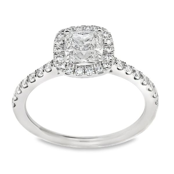 950 Platinum GIA Certified Diamond Cluster Ring - Size M -1.47ct