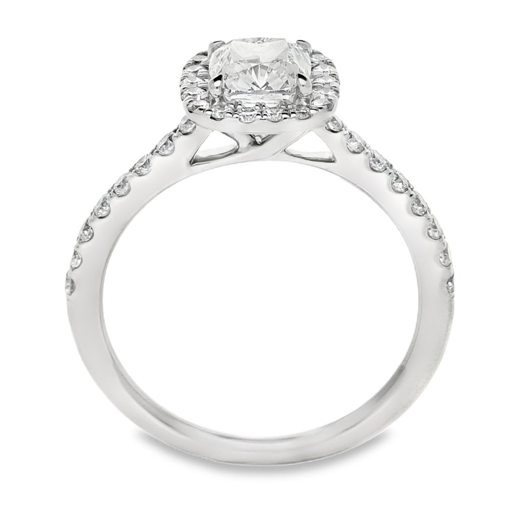 950 Platinum GIA Certified Diamond Cluster Ring - Size M -1.47ct