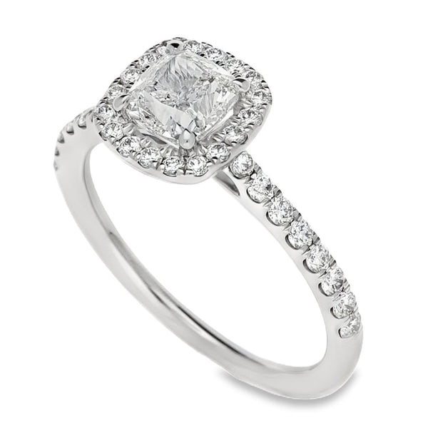 950 Platinum GIA Certified Diamond Cluster Ring - Size M -1.47ct