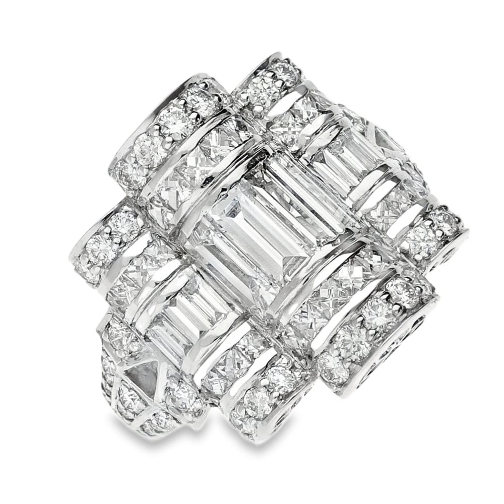 950 Platinum Art Deco Diamond Ring - Size L½ - 2.60ct