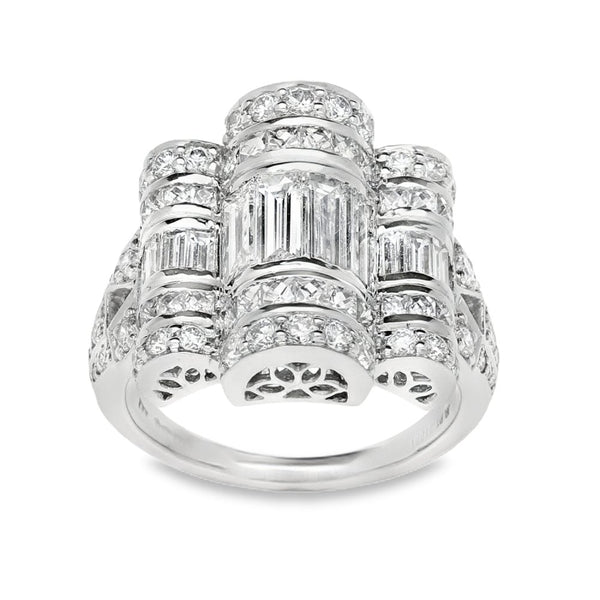 950 Platinum Art Deco Diamond Ring - Size L½ - 2.60ct