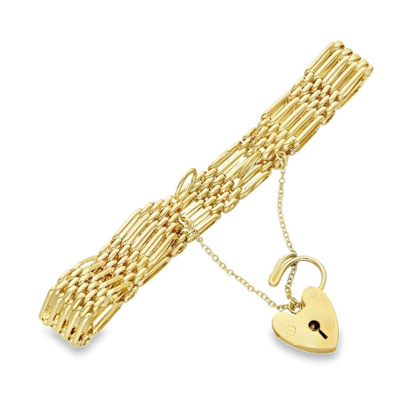 9ct Yellow Gold Gate Bracelet - 7" - 17.6g