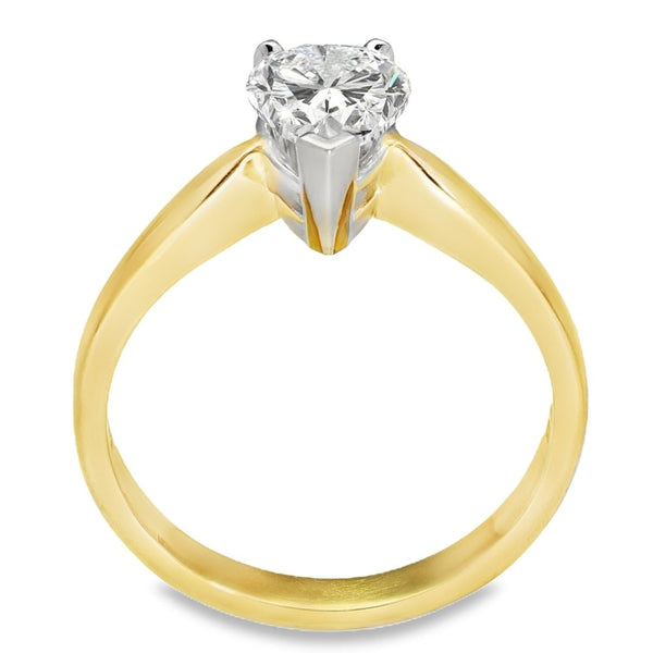 Ladies 18ct Yellow Gold Certified 1.28ct Pear Shape Diamond Ring