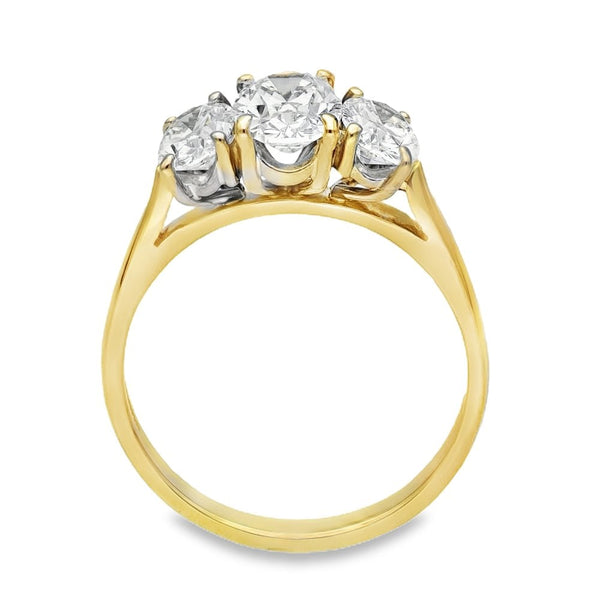 Ladies 18ct Yellow Gold Certified Diamond Trilogy Ring - 2.01ct