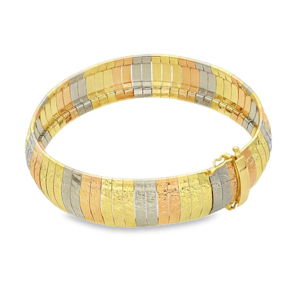 Ladies 14ct Multi-Tone Gold Flexi Link Bracelet - 7" - 24.6g