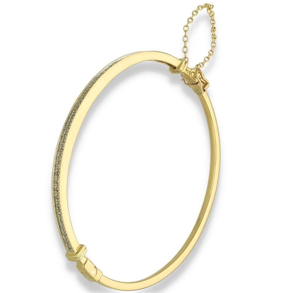 9ct Yellow Gold Diamond Bangle - 18cm - 0.26ct