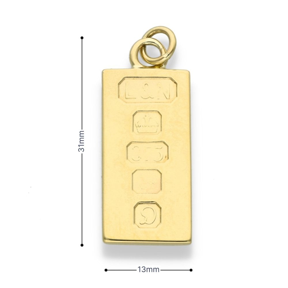 9ct Yellow Gold Ingot Pendant - 13x31x2.5mm - 8.4g