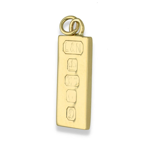 9ct Yellow Gold Ingot Pendant - 13x31x2.5mm - 8.4g