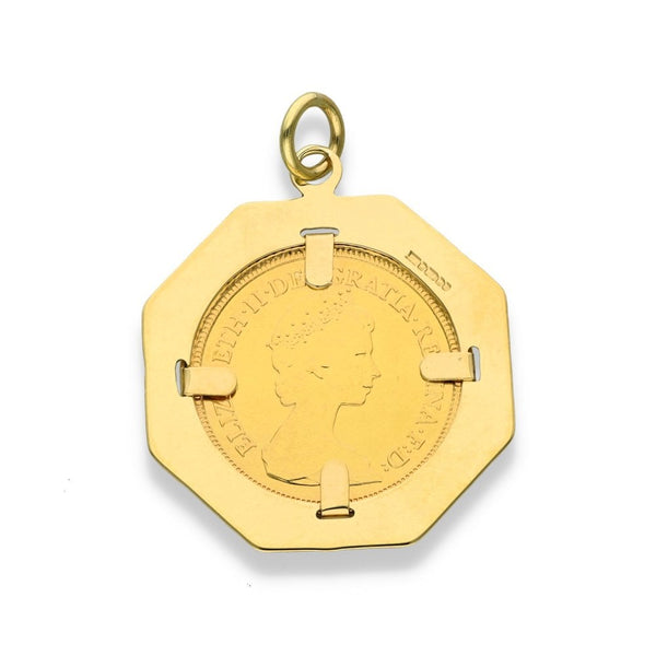 1982 Yellow Gold Half Sovereign Coin Pendant - 25x29x2mm - 5.8g
