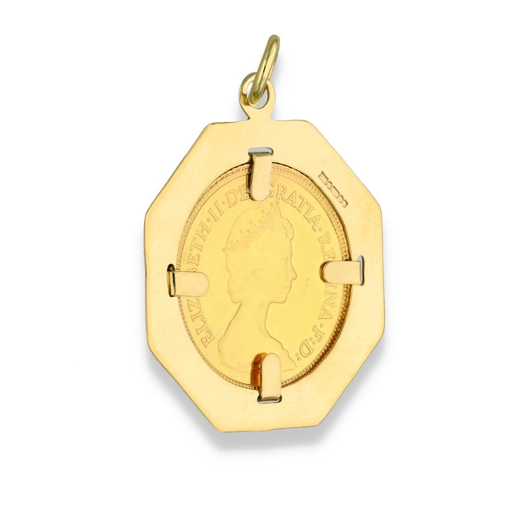 1982 Yellow Gold Half Sovereign Coin Pendant - 25x29x2mm - 5.8g