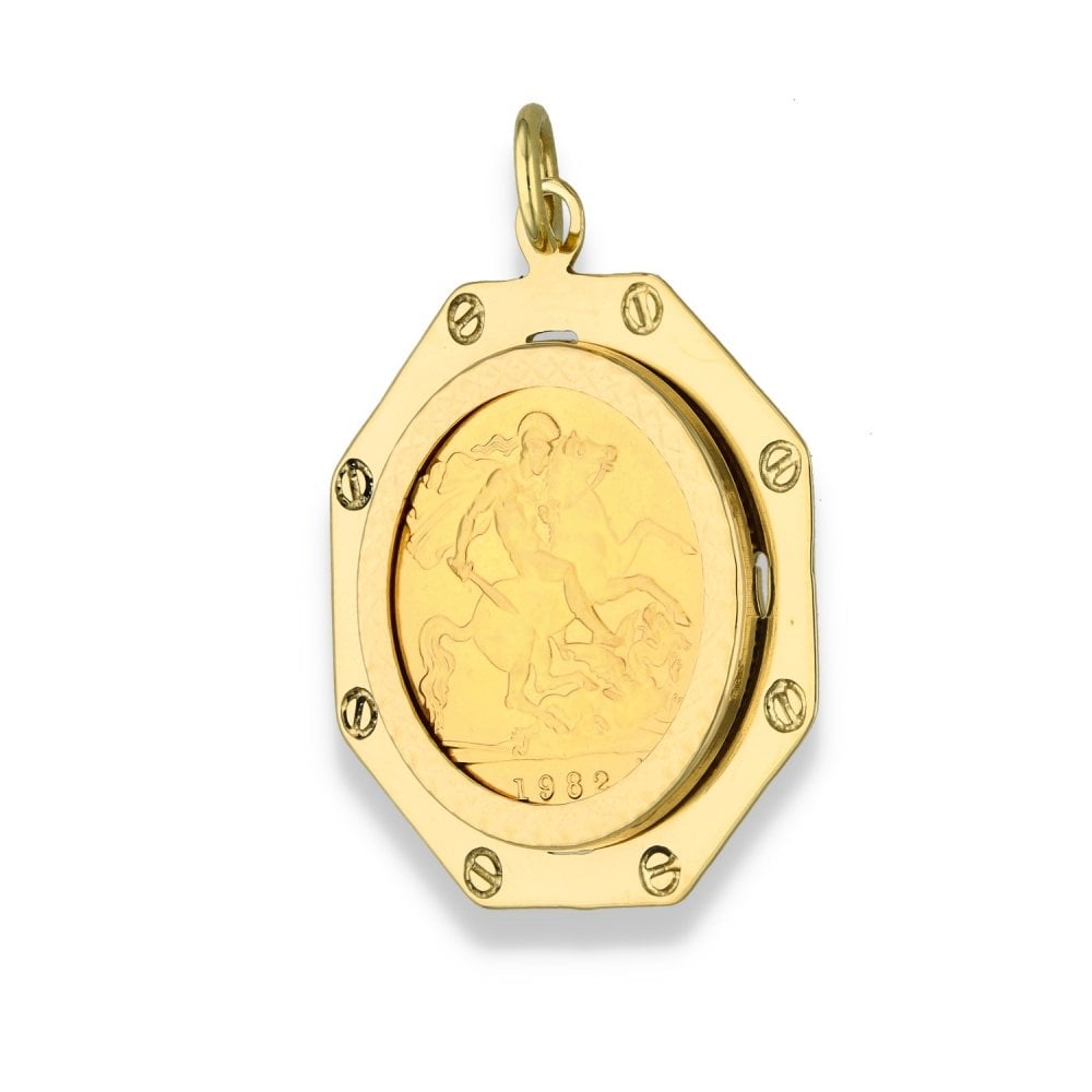 1982 Yellow Gold Half Sovereign Coin Pendant - 25x29x2mm - 5.8g