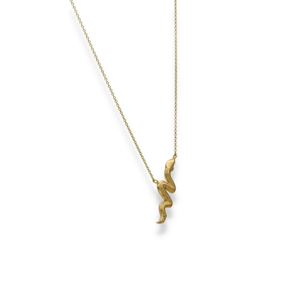 9ct Yellow Gold Diamond Snake Pendant & Trace Chain - 18" - 2.1g