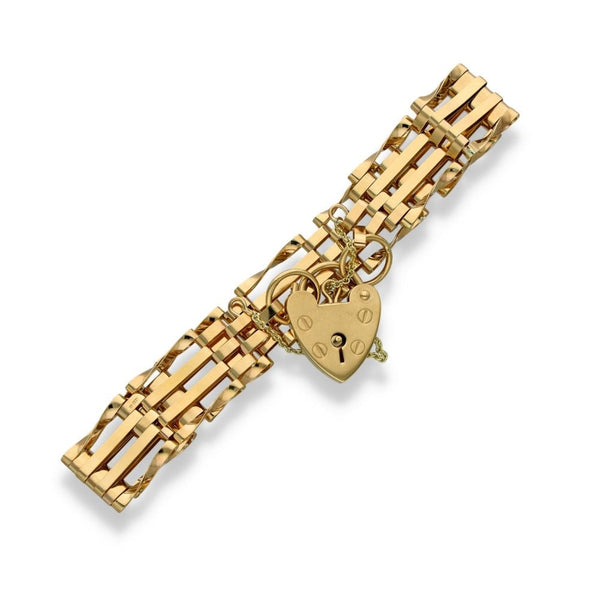 9ct Yellow Gold Gate Bracelet - 7.5" - 9.9g