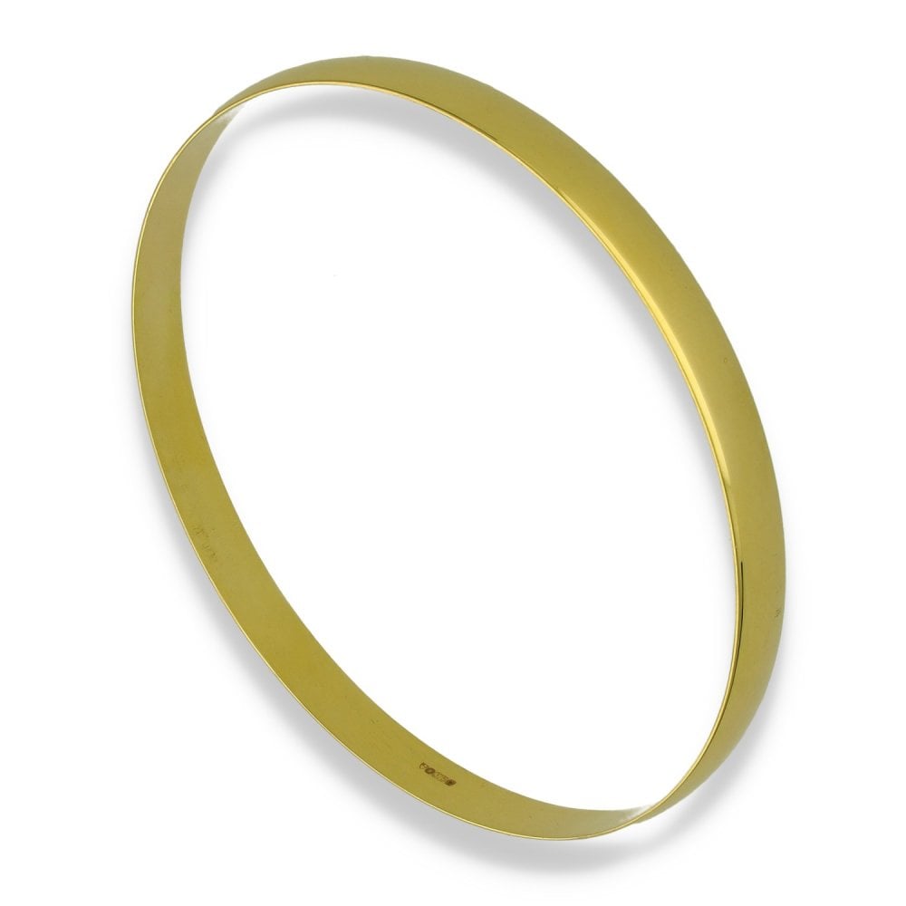 9ct Yellow Gold D-Shape Plain Bangle - 21cm - 11.4g