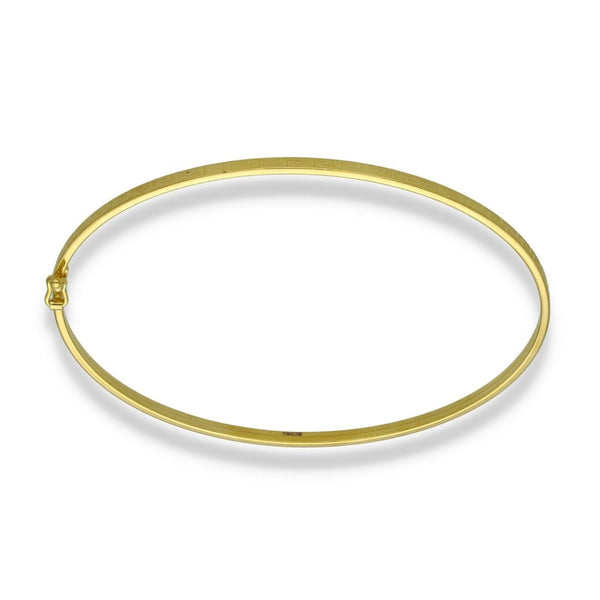 9ct Yellow Gold Hollow Fine Greek Bangle - 17.5cm - 1.7g