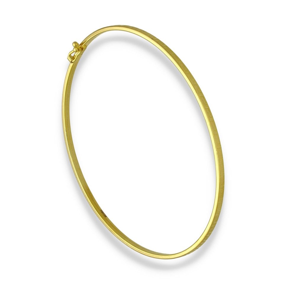 9ct Yellow Gold Hollow Fine Greek Bangle - 17.5cm - 1.7g
