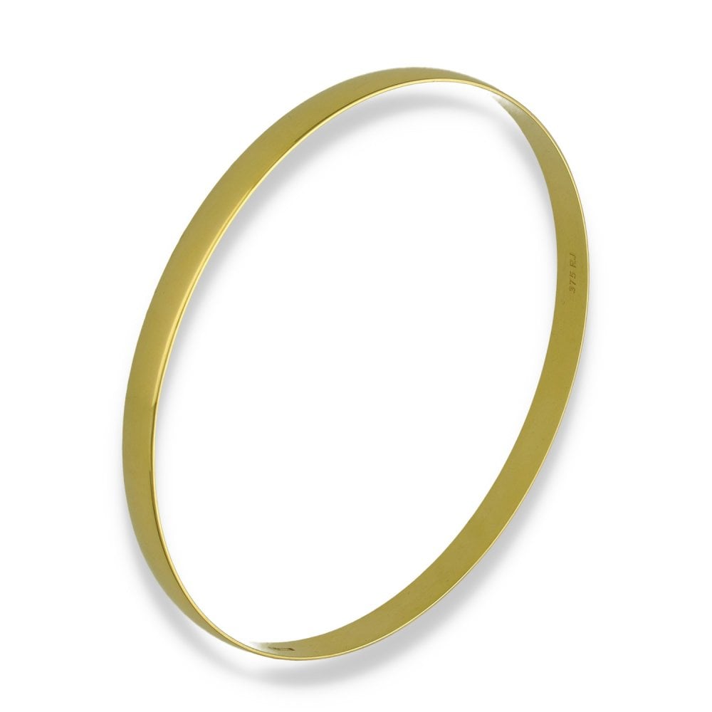 9ct Yellow Gold D-Shape Bangle - 21cm - 9.3g