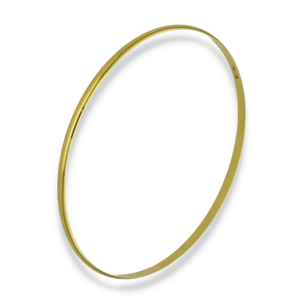 9ct Yellow Gold D-Shape Bangle - 21cm - 5.1g