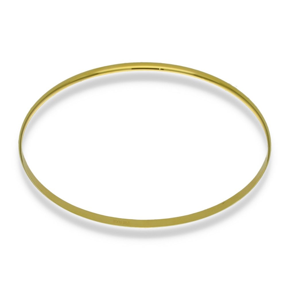 9ct Yellow Gold D-Shape Bangle - 21cm - 5.1g