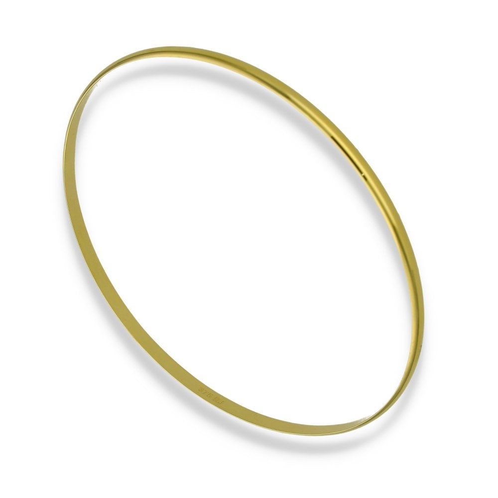 9ct Yellow Gold D-Shape Bangle - 21cm - 5.1g