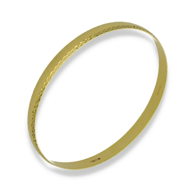 9ct Yellow Gold Patterned-Edge Bangle - 21cm - 11.0g