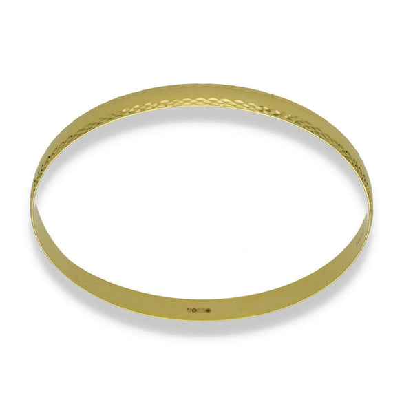 9ct Yellow Gold Patterned-Edge Bangle - 21cm - 11.0g