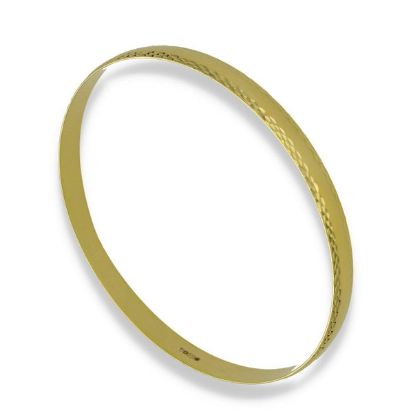 9ct Yellow Gold Patterned-Edge Bangle - 21cm - 11.0g