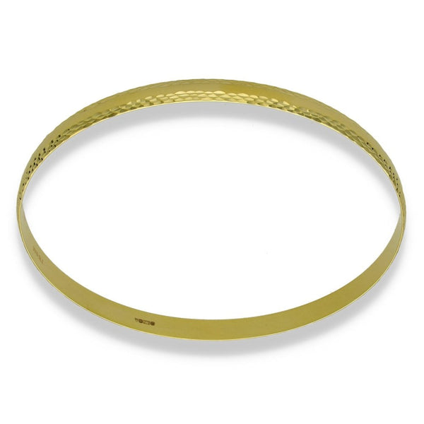 9ct Yellow Gold Patterned-Edge Bangle - 21cm - 8.6g