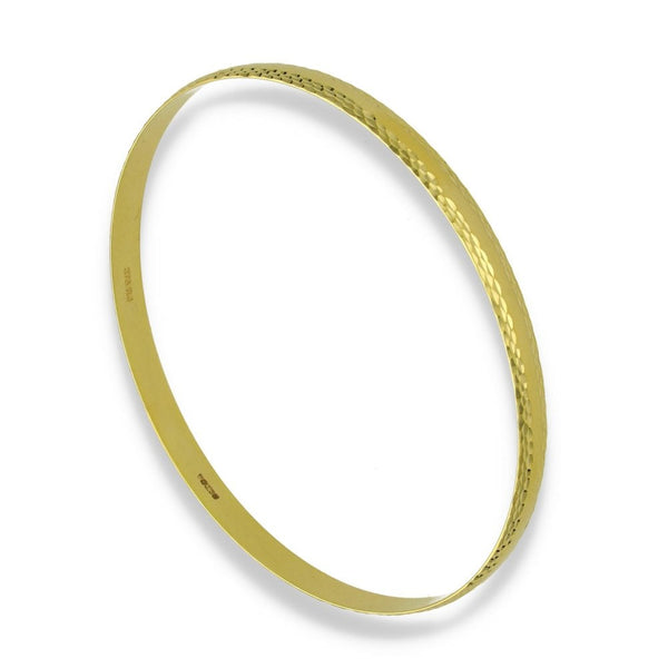 9ct Yellow Gold Patterned-Edge Bangle - 21cm - 8.6g