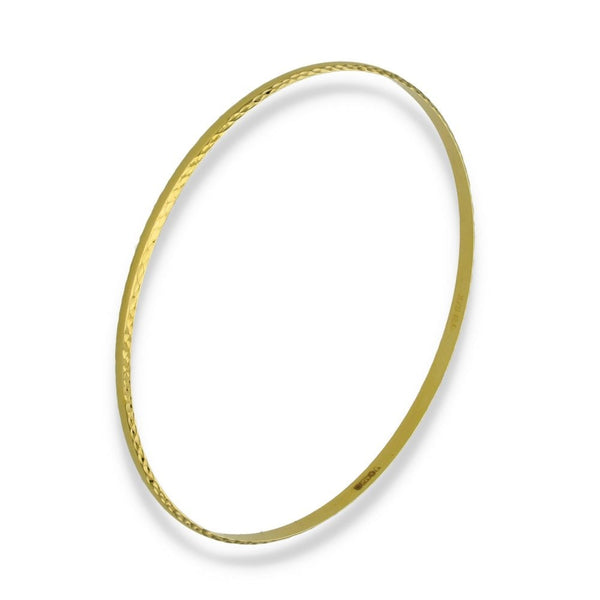 9ct Yellow Gold Patterned-Edge Bangle - 21cm - 4.9g