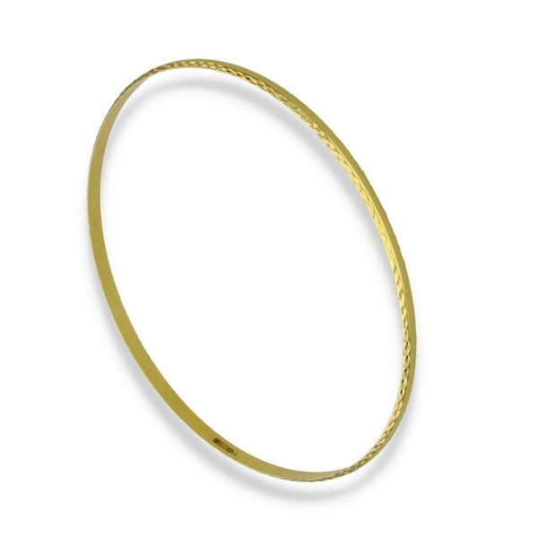 9ct Yellow Gold Patterned-Edge Bangle - 21cm - 4.9g