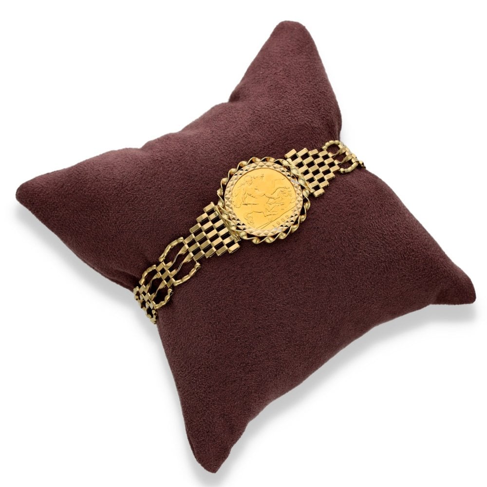 1982 Yellow Gold Half Sovereign Gate Bracelet - 7.5" - 11.4g