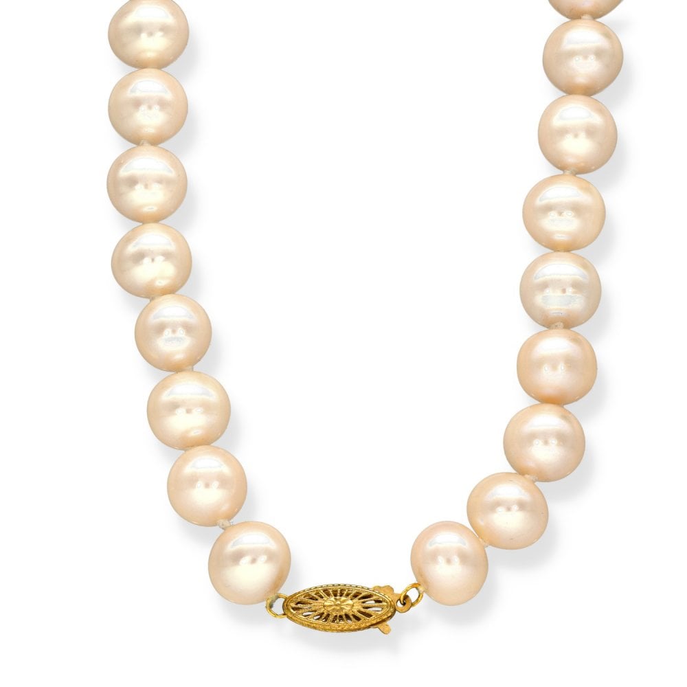 9ct Yellow Gold Cream Pearl Necklace - 20" - 63.8g