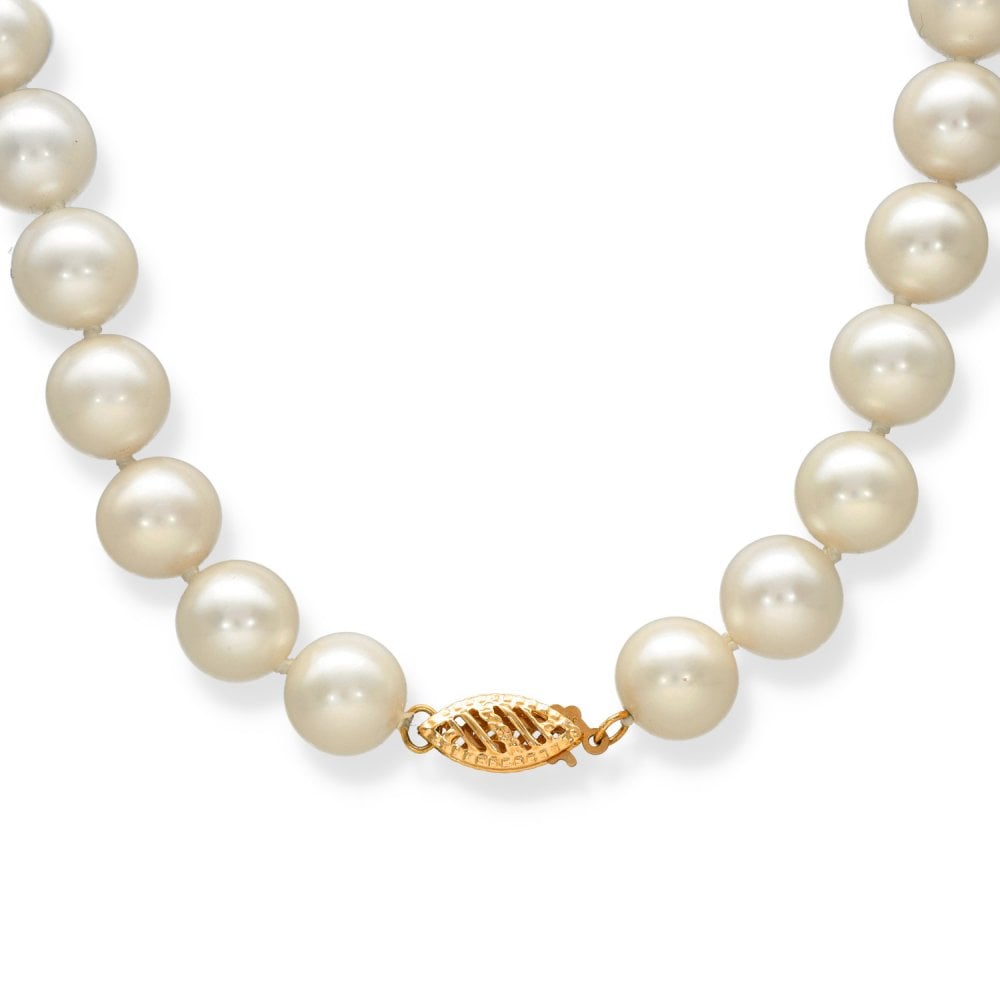 9ct Yellow Gold Pearl Necklace - 18" - 49.4g