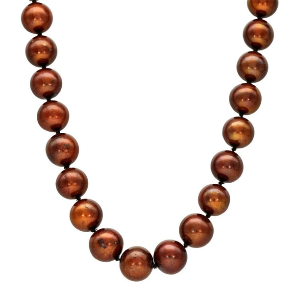 9ct Yellow Gold Bronze Pearl Necklace - 19" - 57.5g