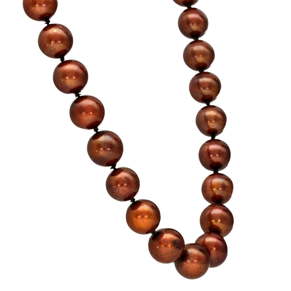 9ct Yellow Gold Bronze Pearl Necklace - 19" - 57.5g