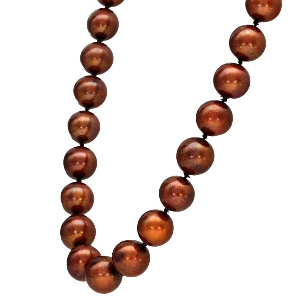 9ct Yellow Gold Bronze Pearl Necklace - 19" - 57.5g