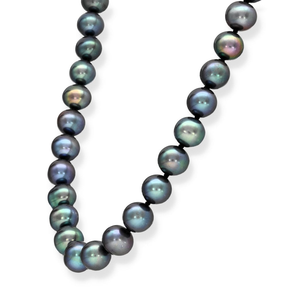 9ct Yellow Gold Black Pearl Necklace - 16" - 46.1g