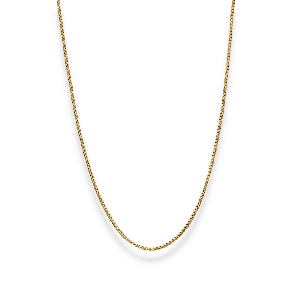 9ct Yellow Gold Fine Box Chain - 20" - 1.6g