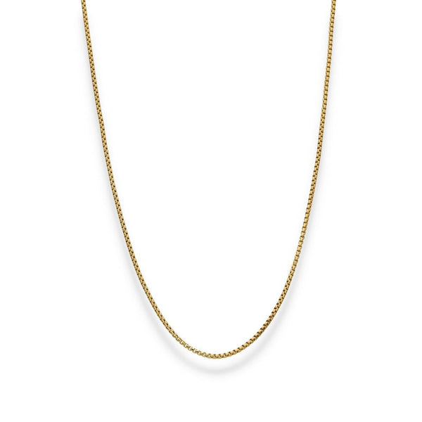 9ct Yellow Gold Fine Box Chain - 20" - 1.6g