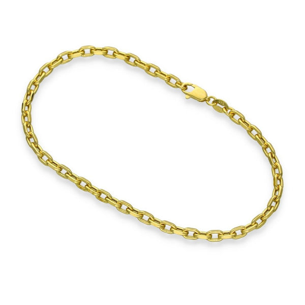 9ct Yellow Gold Hollow Belcher Bracelet - 7.5" - 2.9g