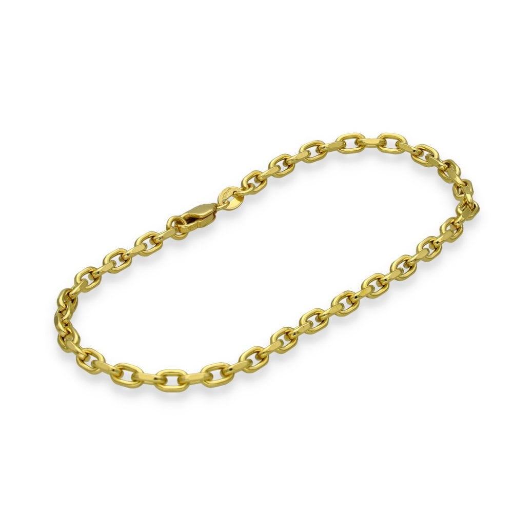 9ct Yellow Gold Hollow Belcher Bracelet - 7.5" - 2.9g