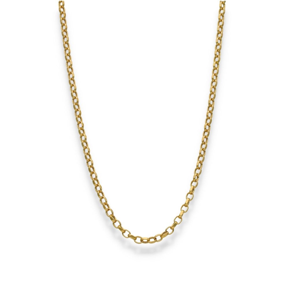 9ct Yellow Gold Oval Belcher Chain - 20" - 3.7g