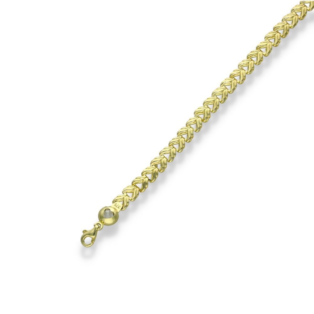 9ct Yellow Gold CZ Open Heart Bracelet - 7.5" - 4.5g
