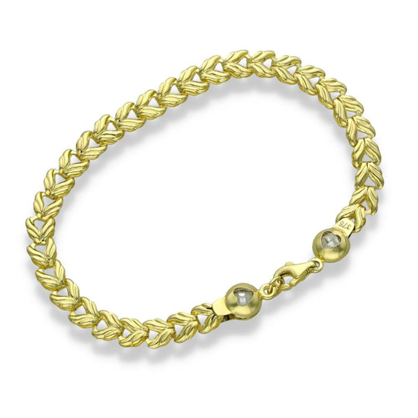 9ct Yellow Gold CZ Open Heart Bracelet - 7.5" - 4.5g