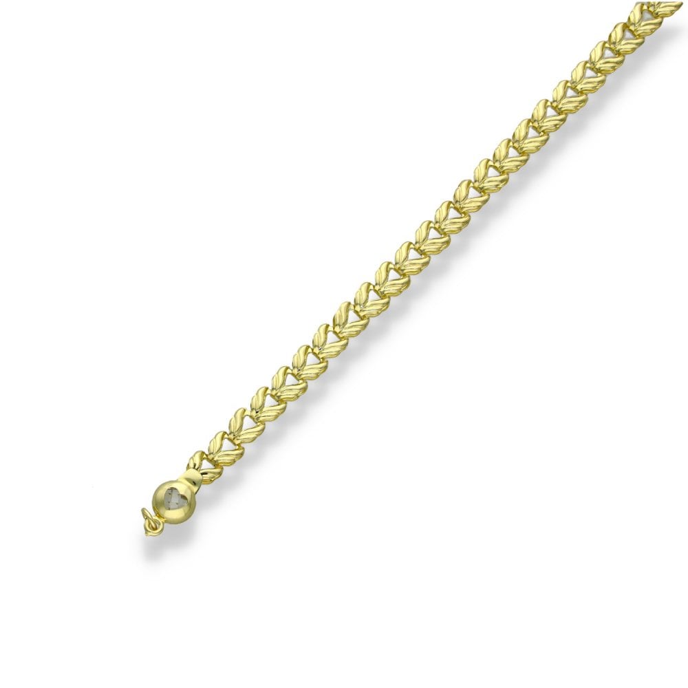 9ct Yellow Gold CZ Open Heart Bracelet - 7.5" - 4.5g